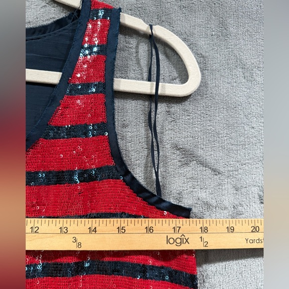 Polo Ralph Lauren Ladies Red Blue Sequined Striped Tank Top Size Small New - Picture 7 of 8